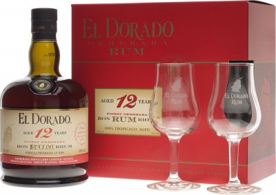 El Dorado Rum 12yo Guyana Rum 0,70L 40% Geschenkpackung inkl.2 Gläser