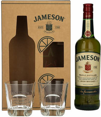 Jameson Triple Distilled Irish Whiskey 0,70L 40% in Geschenkbox mit 2 Gläsern