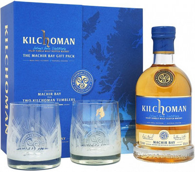 Kilchoman MACHIR BAY Islay Single Malt Scotch Whisky 0,70L 46% Geschenkpackung mit 2 Gläsern