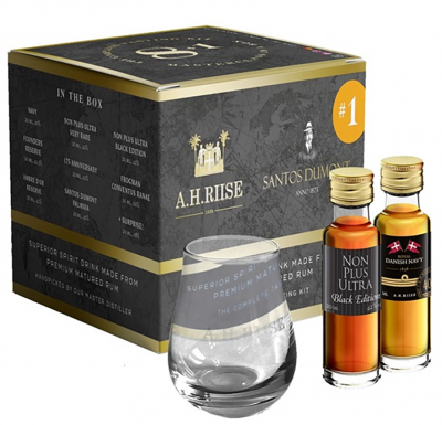 A.H.Riise Tasting Kit 1 (black/Albert) 9x 2cl 41,17% Geschenkbox inkl. Glas